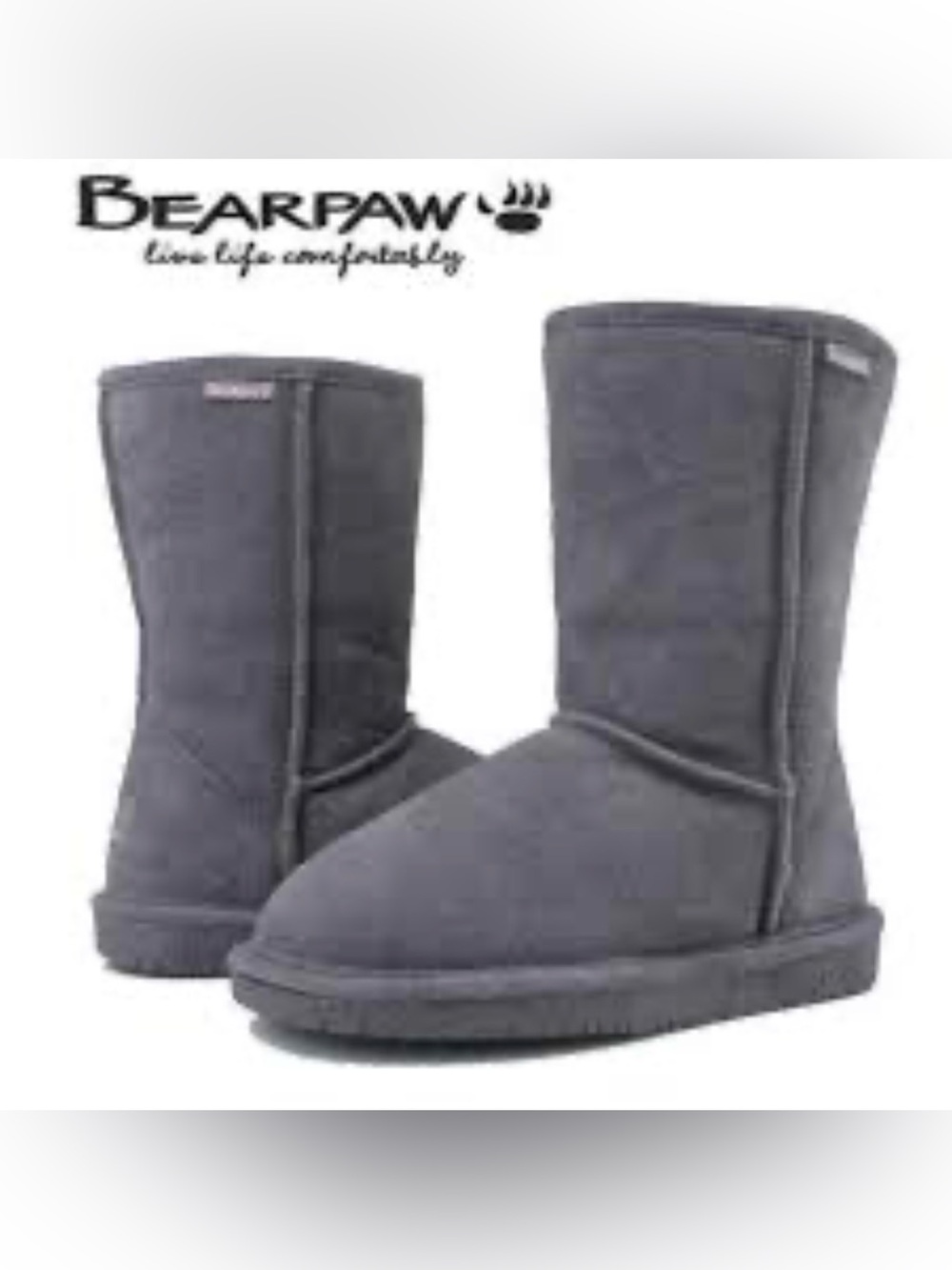 Bearpaw Women's Elle Short Classic Suede Boot Smoke Grey Size 10 NWOT